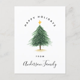 Weihnachtsbaum Wasserfarbe Happy Holidays Grüße Postkarte