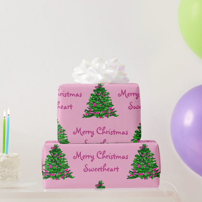 Weihnachtsbaum Wasserfarbe Illustration Costomize Geschenkpapier (Partygeschenke)