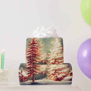 Weihnachtsbaum Watercolor Wrapping Paper Geschenkpapier