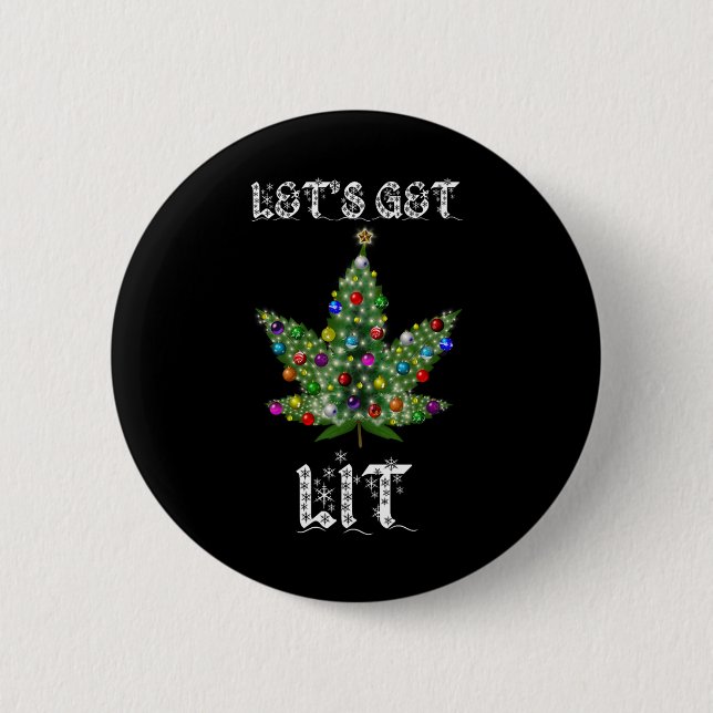 Weihnachtsbaum Weed Leaf Pot Thc Geschenk T-Shirt Button (Vorderseite)