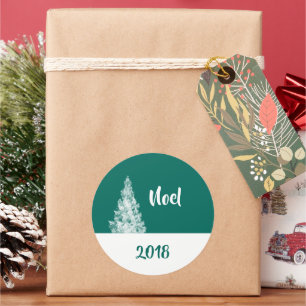 Weihnachtsbaum Weihnachten Jahr oder Text hinzufüg Runder Aufkleber