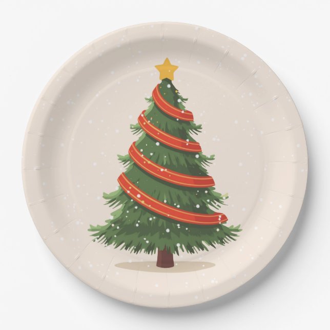 Weihnachtsbaum, Weihnachten, Minimalist Pappteller (Vorderseite)