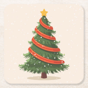 Weihnachtsbaum, Weihnachten, Minimalist Rechteckiger Pappuntersetzer