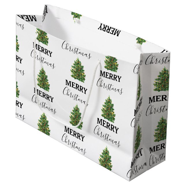 Weihnachtsbaum Weihnachten Weihnachten Weihnachten Große Geschenktüte (Vorderseite Schrägansicht)