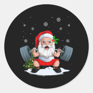Weihnachtsbaum Weihnachtsbaum Xmas Weightlift Gym Runder Aufkleber