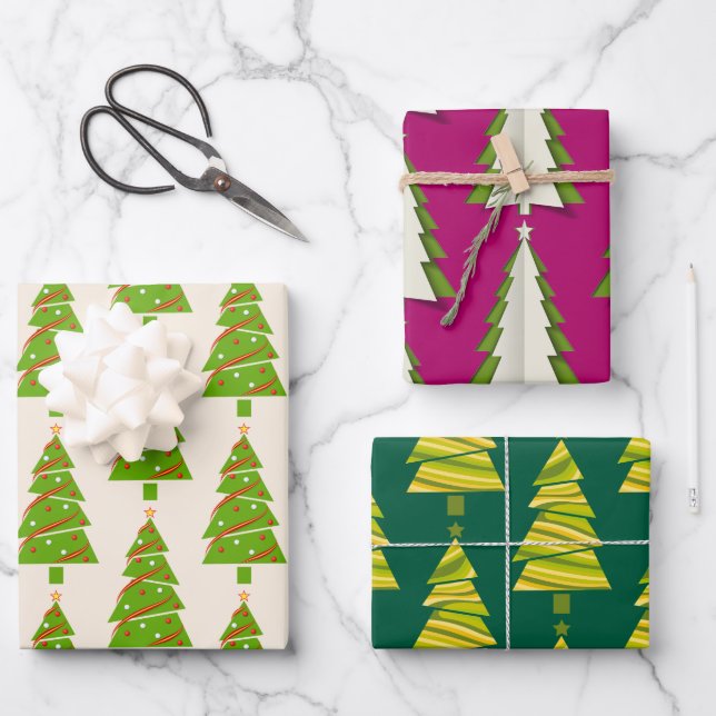 Weihnachtsbaum Weihnachtsgeschenk Set Wrapping Pap Geschenkpapier Set (Vorderseite)