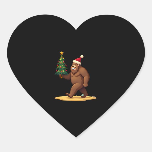 Weihnachtsbaum-Weihnachtsmannmütze (1) Herz-Aufkleber (Vorderseite)