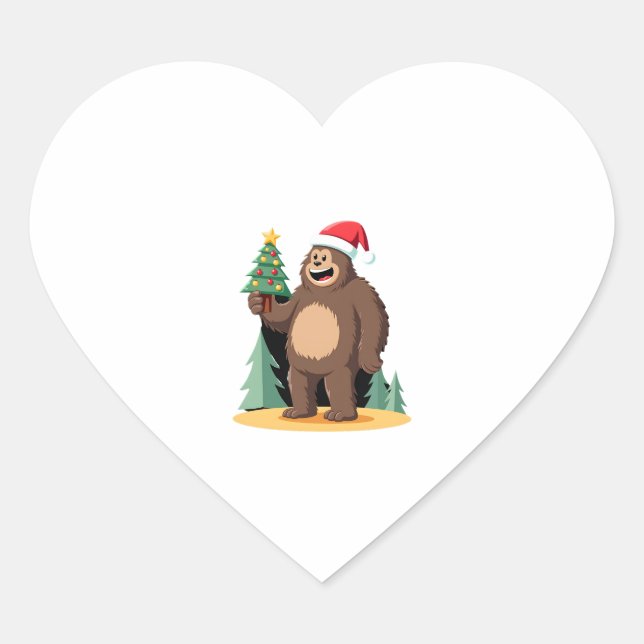 Weihnachtsbaum-Weihnachtsmannmütze (1) Herz-Aufkleber (Vorderseite)