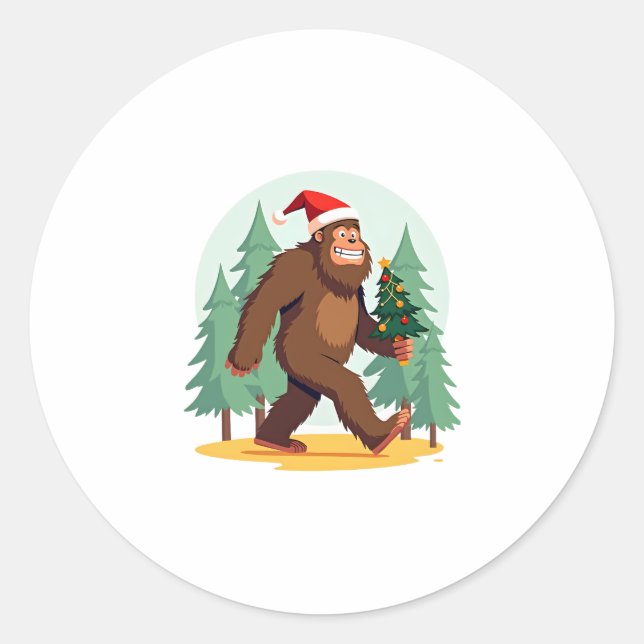 Weihnachtsbaum-Weihnachtsmannmütze (1) Runder Aufkleber (Vorderseite)