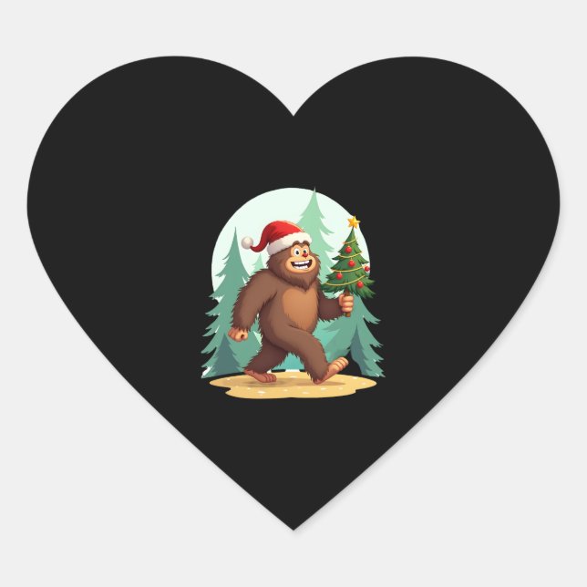 Weihnachtsbaum-Weihnachtsmannmütze (2) Herz-Aufkleber (Vorderseite)