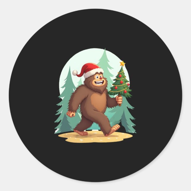 Weihnachtsbaum-Weihnachtsmannmütze (2) Runder Aufkleber (Vorderseite)