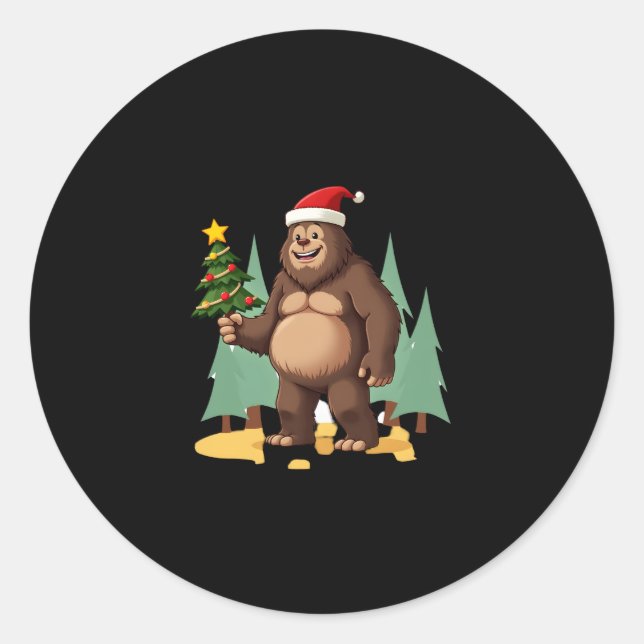 Weihnachtsbaum-Weihnachtsmannmütze (3) Runder Aufkleber (Vorderseite)