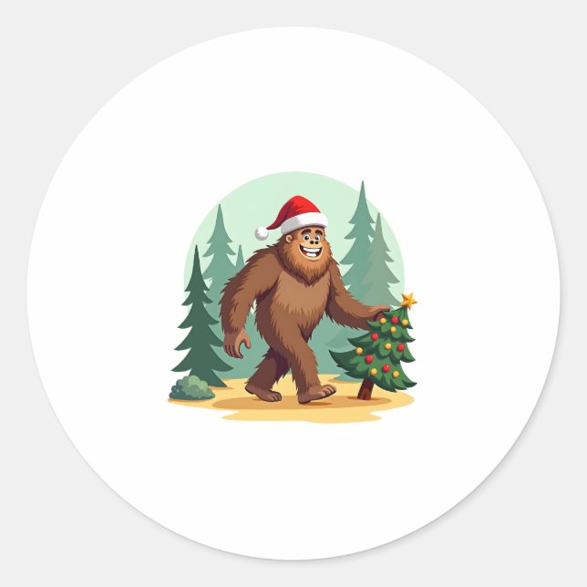 Weihnachtsbaum-Weihnachtsmannmütze (3) Runder Aufkleber (Vorderseite)