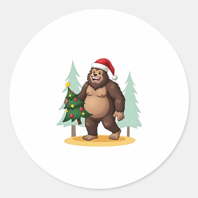 Weihnachtsbaum-Weihnachtsmannmütze (5) Runder Aufkleber (Vorderseite)