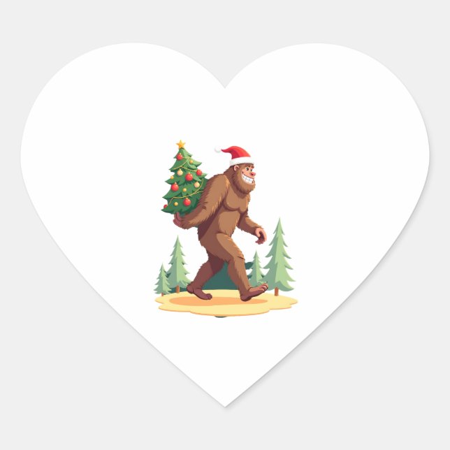 Weihnachtsbaum-Weihnachtsmannmütze Herz-Aufkleber (Vorderseite)