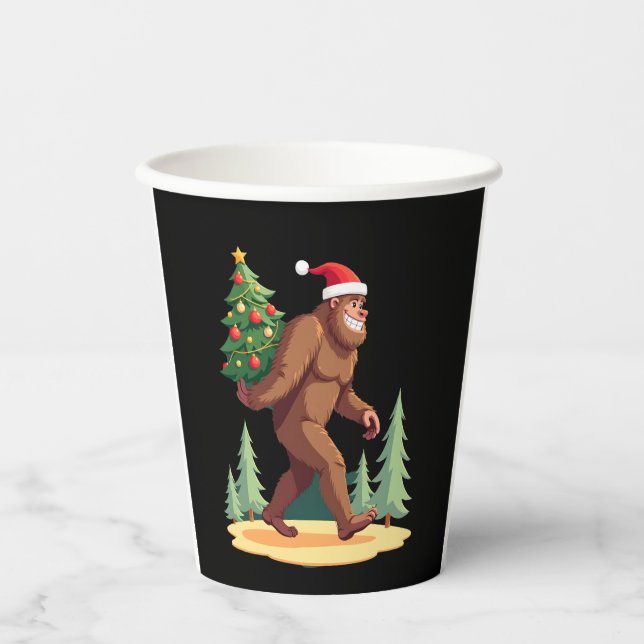 Weihnachtsbaum-Weihnachtsmannmütze Pappbecher (Vorderseite)