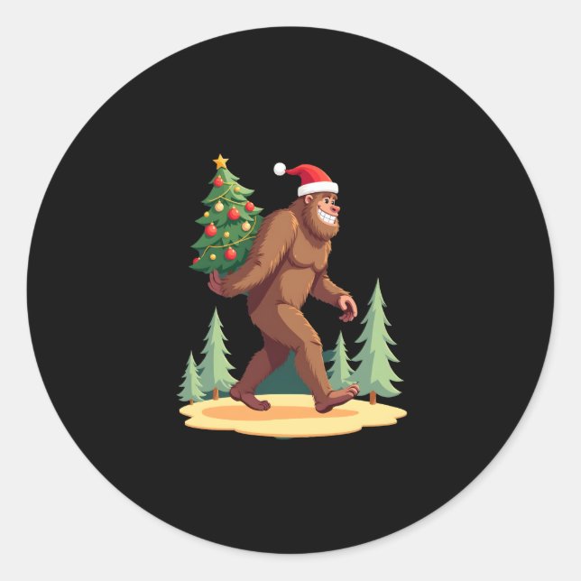 Weihnachtsbaum-Weihnachtsmannmütze Runder Aufkleber (Vorderseite)