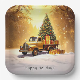 Weihnachtsbaum-Weihnachtspapier-Platte für Gold Tr Pappteller