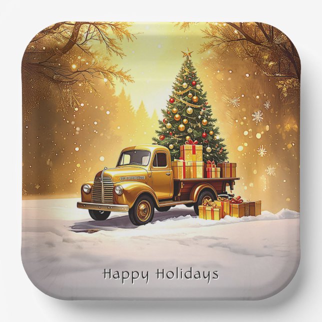 Weihnachtsbaum-Weihnachtspapier-Platte für Gold Tr Pappteller (Vorderseite)