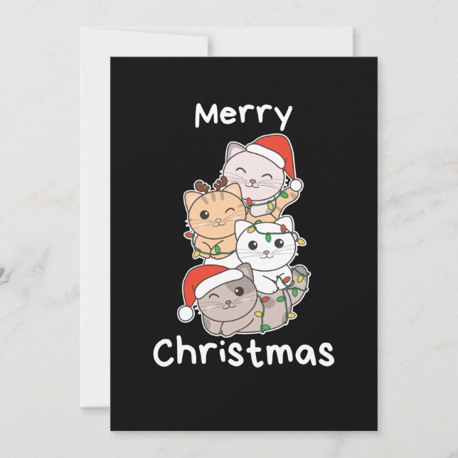 Weihnachtsbaum Weihnachtstiere Katzen Feiertagskarte (Vorderseite)