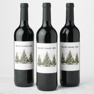 Weihnachtsbaum Weinlabel Winter Wonderland Weinetikett