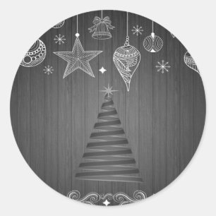 Weihnachtsbaum,weiße Weihnachtsdekoration Runder Aufkleber