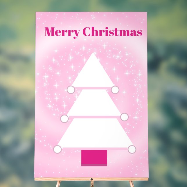Weihnachtsbaum Weißrosa Schneeflocken Acrylschild (Neutral)