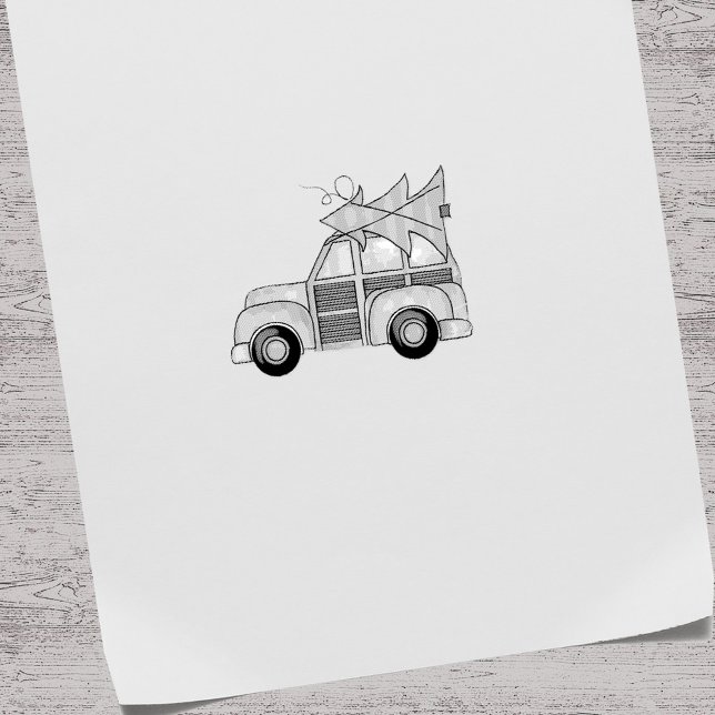 Weihnachtsbaum Whimsical Winter Car Gummistempel (Cute Christmas Car Stamp)
