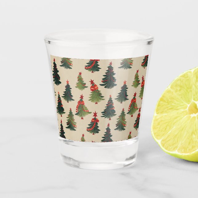 Weihnachtsbaum Wiederholung Muster Schnapsglas (Vorderseite)