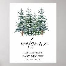 Weihnachtsbaum Winter Baby Dusche Aquarell