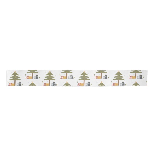 Weihnachtsbaum Winter Familiengeschenke Satinband (Vorderseite)