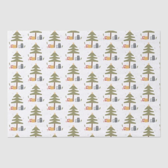 Weihnachtsbaum Winter Familiengeschenke Seidenpapier (Vorderseite)