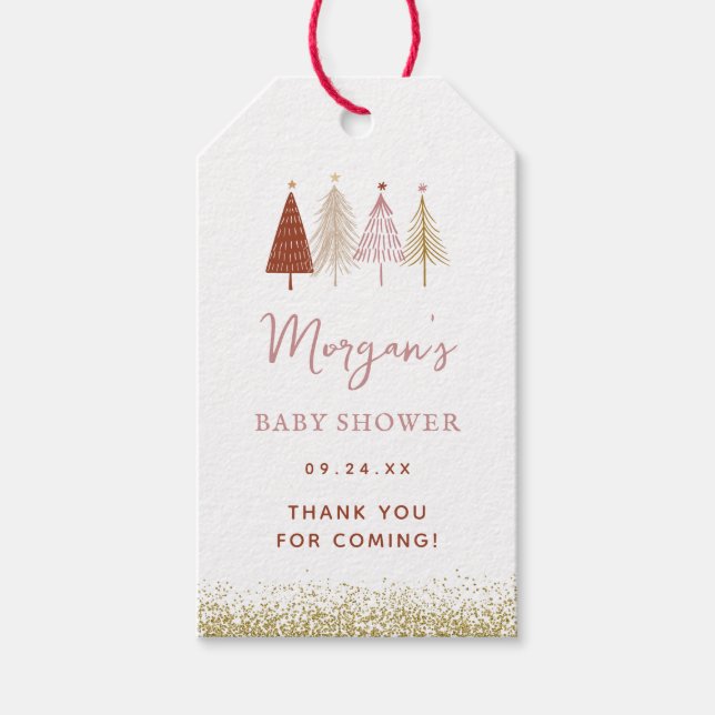 Weihnachtsbaum Winter Girl Babydusche Geschenkanhänger (Vorderseite)