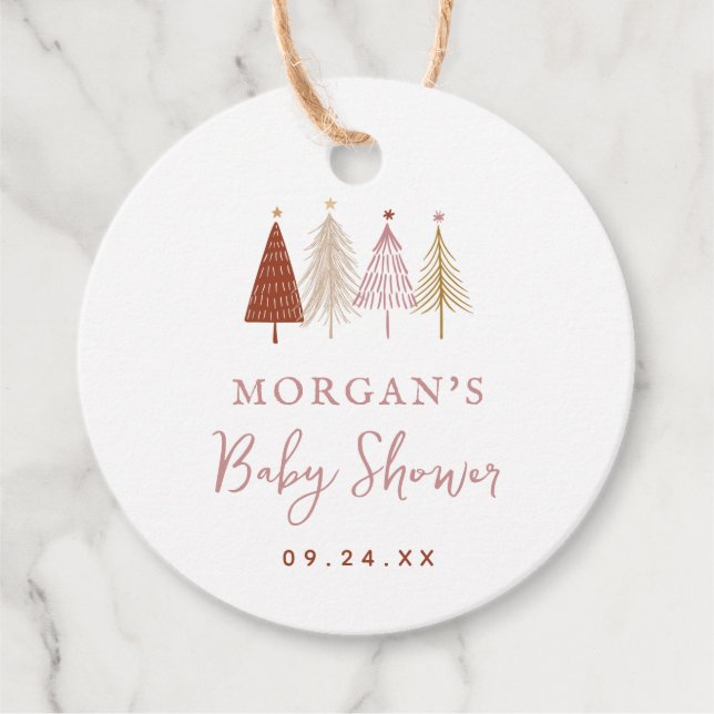 Weihnachtsbaum Winter Girl Babydusche Geschenkanhänger (Vorderseite)