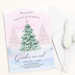 Weihnachtsbaum Winter Holiday Gender Reveal Einlad Einladung