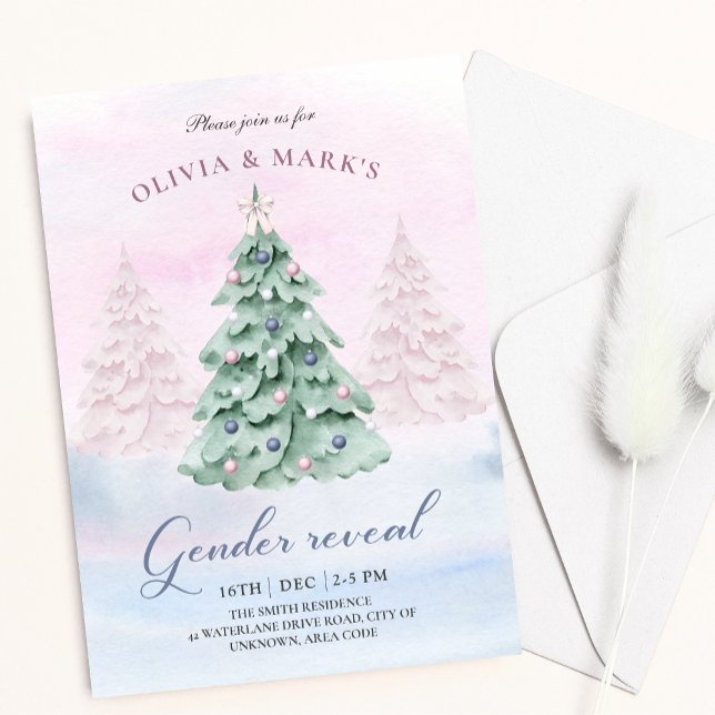 Weihnachtsbaum Winter Holiday Gender Reveal Einlad Einladung (Von Creator hochgeladen)