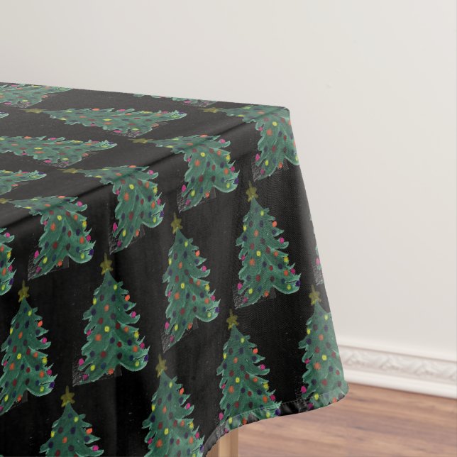 Weihnachtsbaum Winter Minimal Wasserfarbe Elegante Tischdecke (Beispiel)