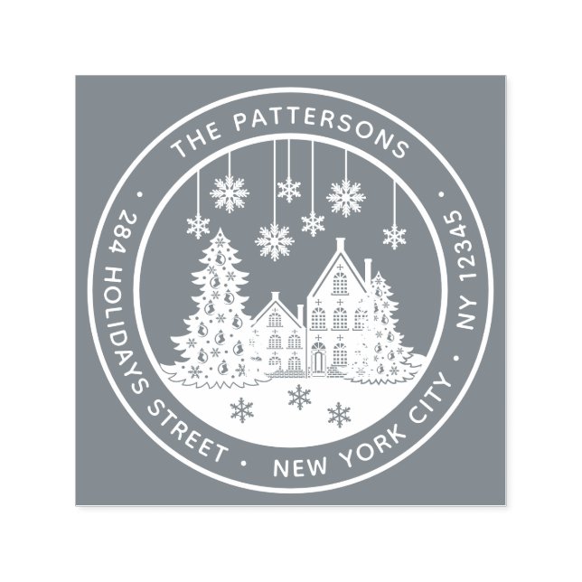 Weihnachtsbaum Winter Zuhause Persönliche Rücksend Permastempel (Design)
