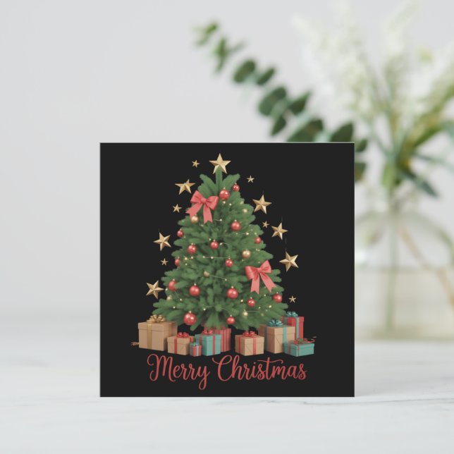 Weihnachtsbaum Wintergeschenk Feiertagskarte (Stehend Vorderseite)
