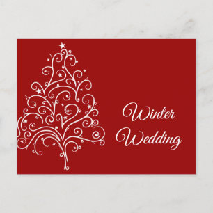 Weihnachtsbaum Winterhochzeit Save the Date Ankündigungspostkarte