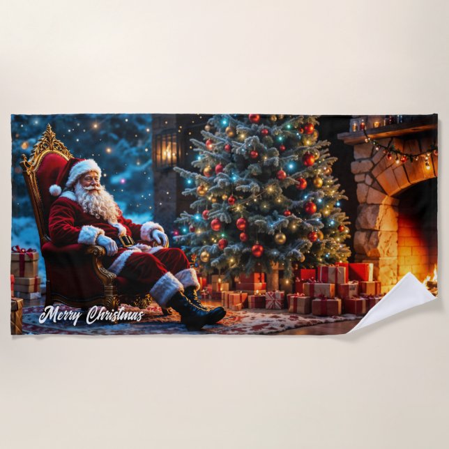 Weihnachtsbaum Winterkunst niedlich Strandtuch (Vorderseite)