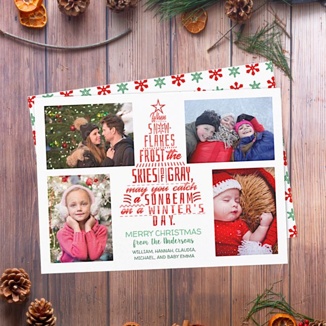 Weihnachtsbaum Winterschneeflocken Gedicht Familie Feiertagskarte (Von Creator hochgeladen)