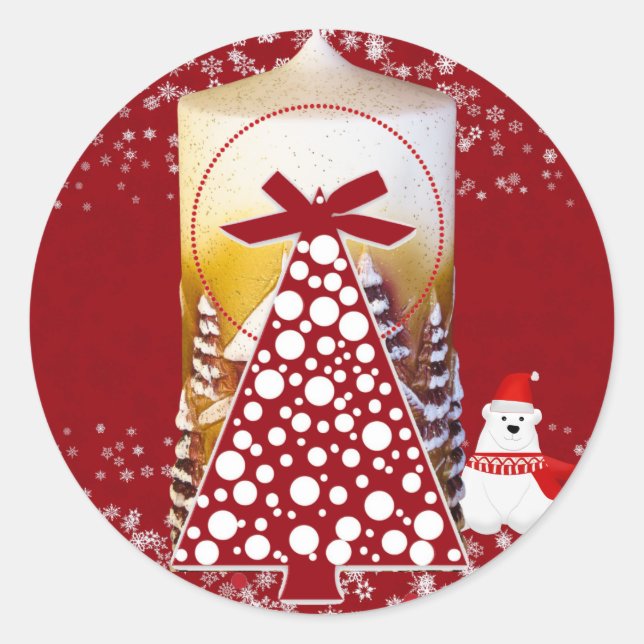 Weihnachtsbaum Winterschneeflocken Party Kunsthand Runder Aufkleber (Vorderseite)