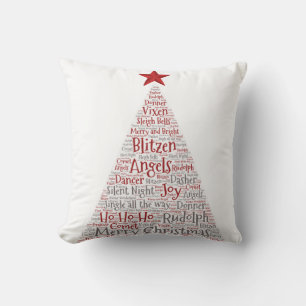 Weihnachtsbaum Word Art mit Red Star Kissen
