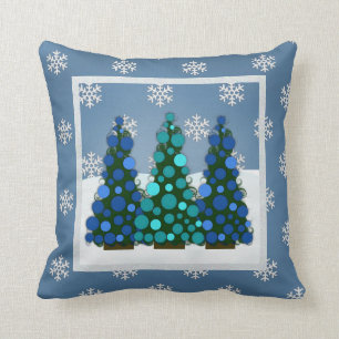 Weihnachtsbaum-Wurfs-Kissen Snowy blaues Kissen