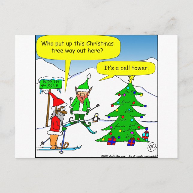 Weihnachtsbaum x56 Cartoon Feiertagspostkarte (Vorderseite)