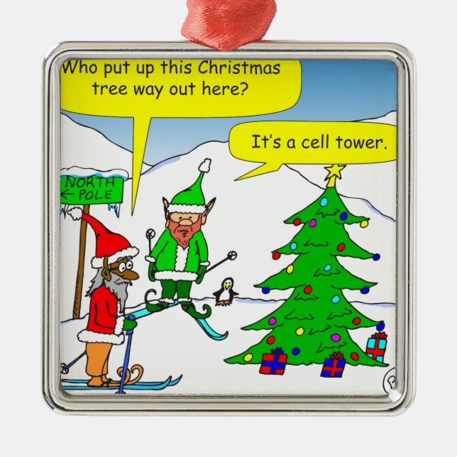 Weihnachtsbaum x56 Cartoon Silbernes Ornament (Vorne)