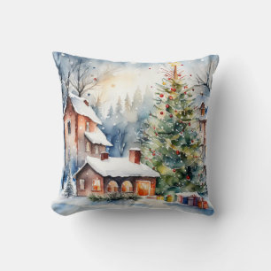 Weihnachtsbaum Xmas Dorf Schnee Pic Kissen