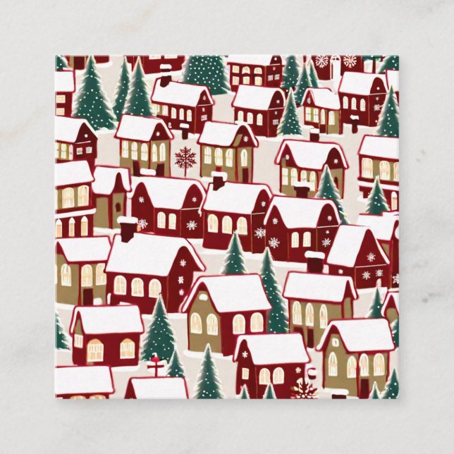 Weihnachtsbaum Xmas Dorf Schnee Pic Quadratische Visitenkarte (Vorderseite)