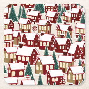 Weihnachtsbaum Xmas Dorf Schnee Pic Rechteckiger Pappuntersetzer